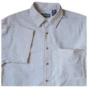 Lands End Shirt‎ Mens Medium Plaid Short Sleeve Button Up Pocket Casual